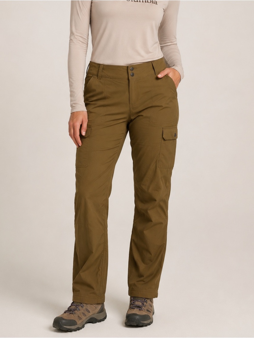 Columbia Women’s Cargo Hiking Pants Size 12 Regular Brown Omni-Shade Stretch